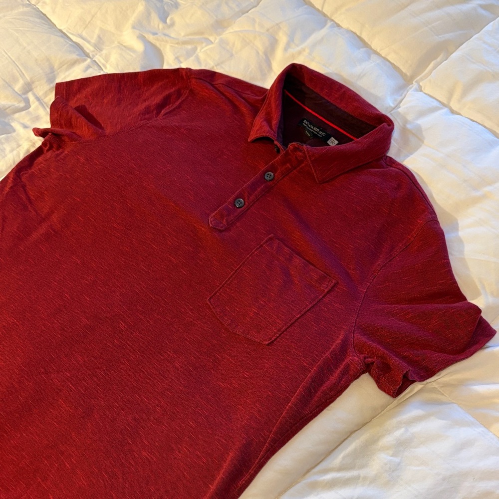 Banana Republic Men's Maroon Polo Shirt with Chest Pocket